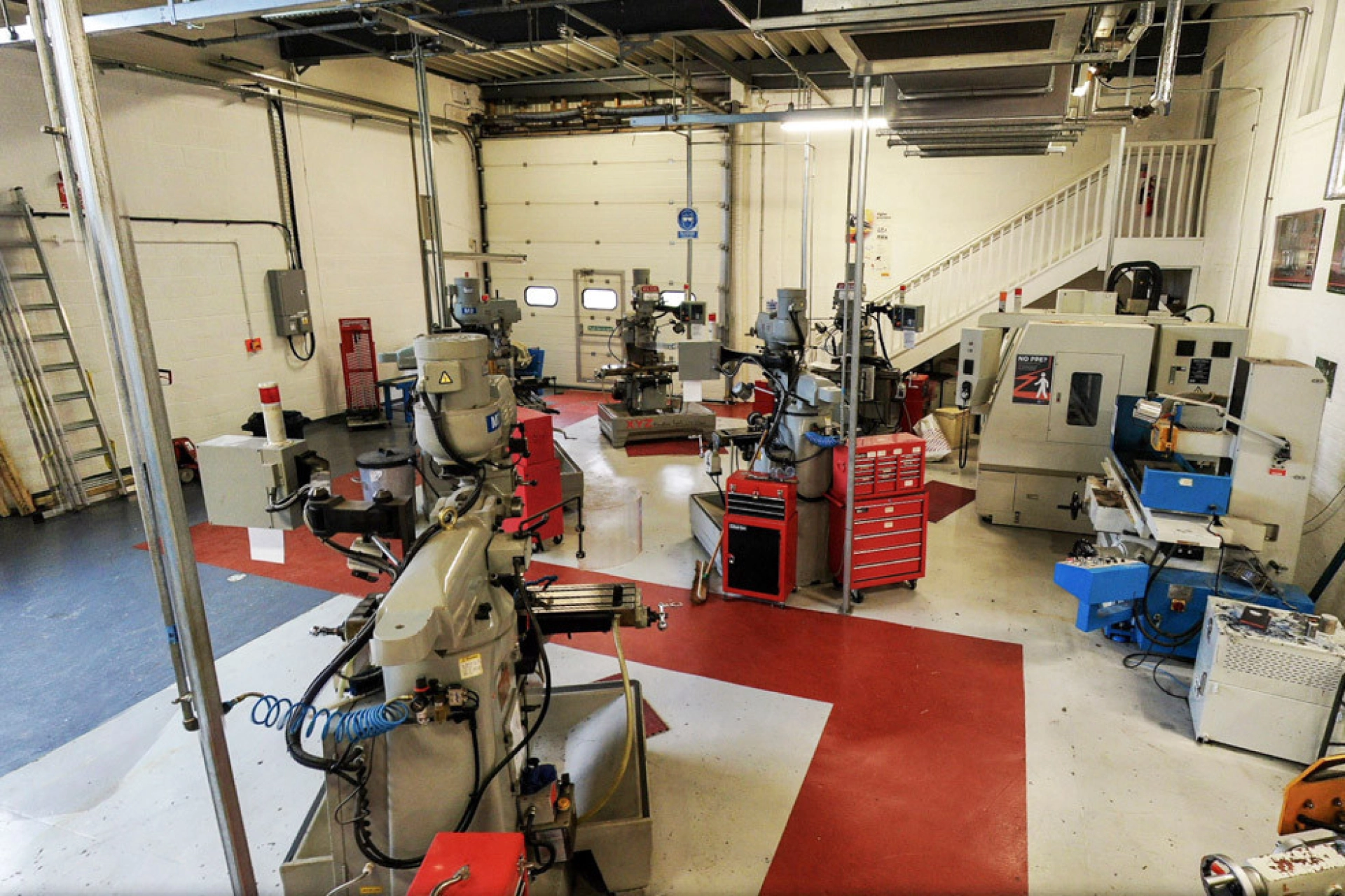 Engineering practical workshop with equipment