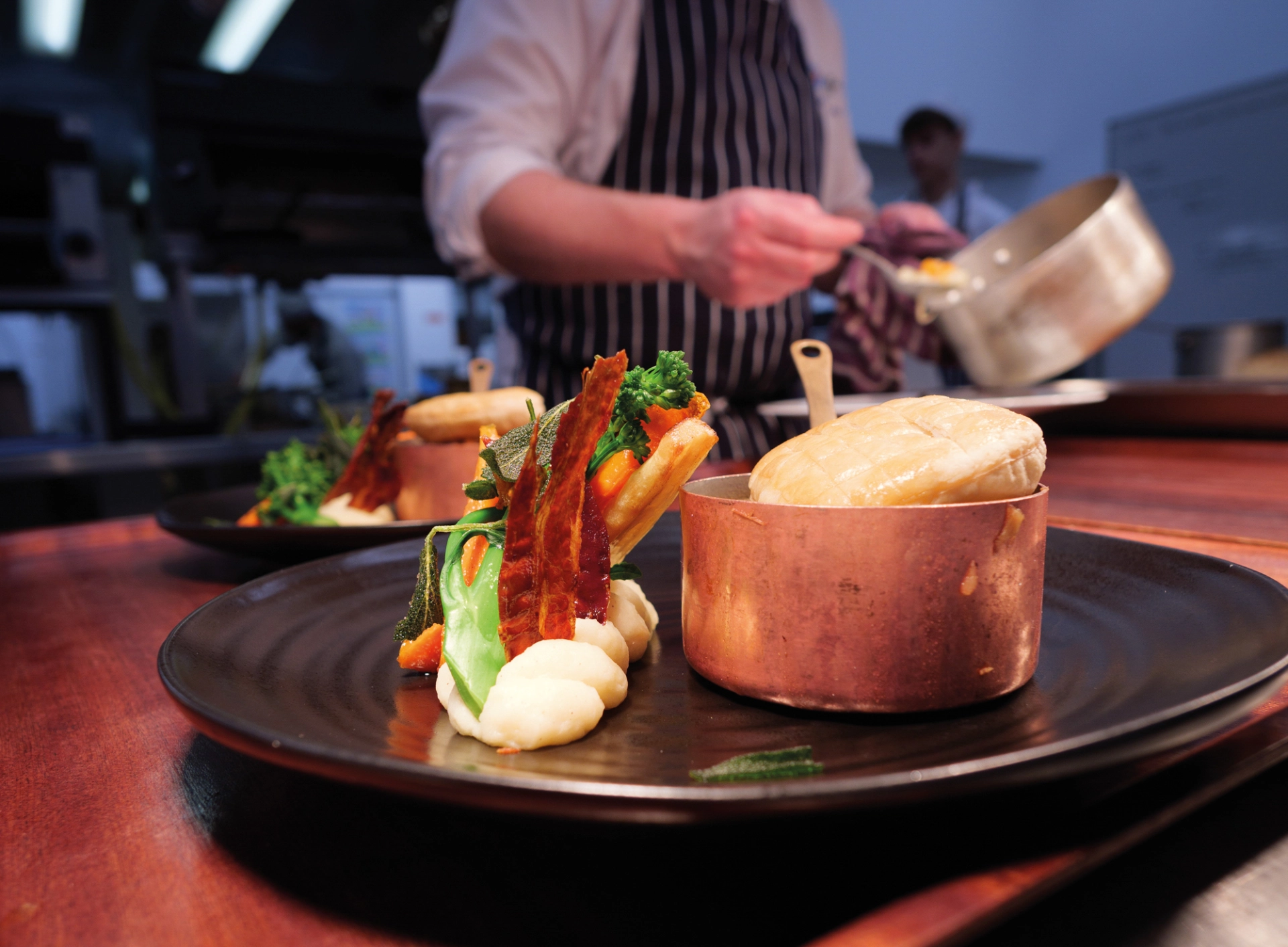Meal on plate in archers restaurant