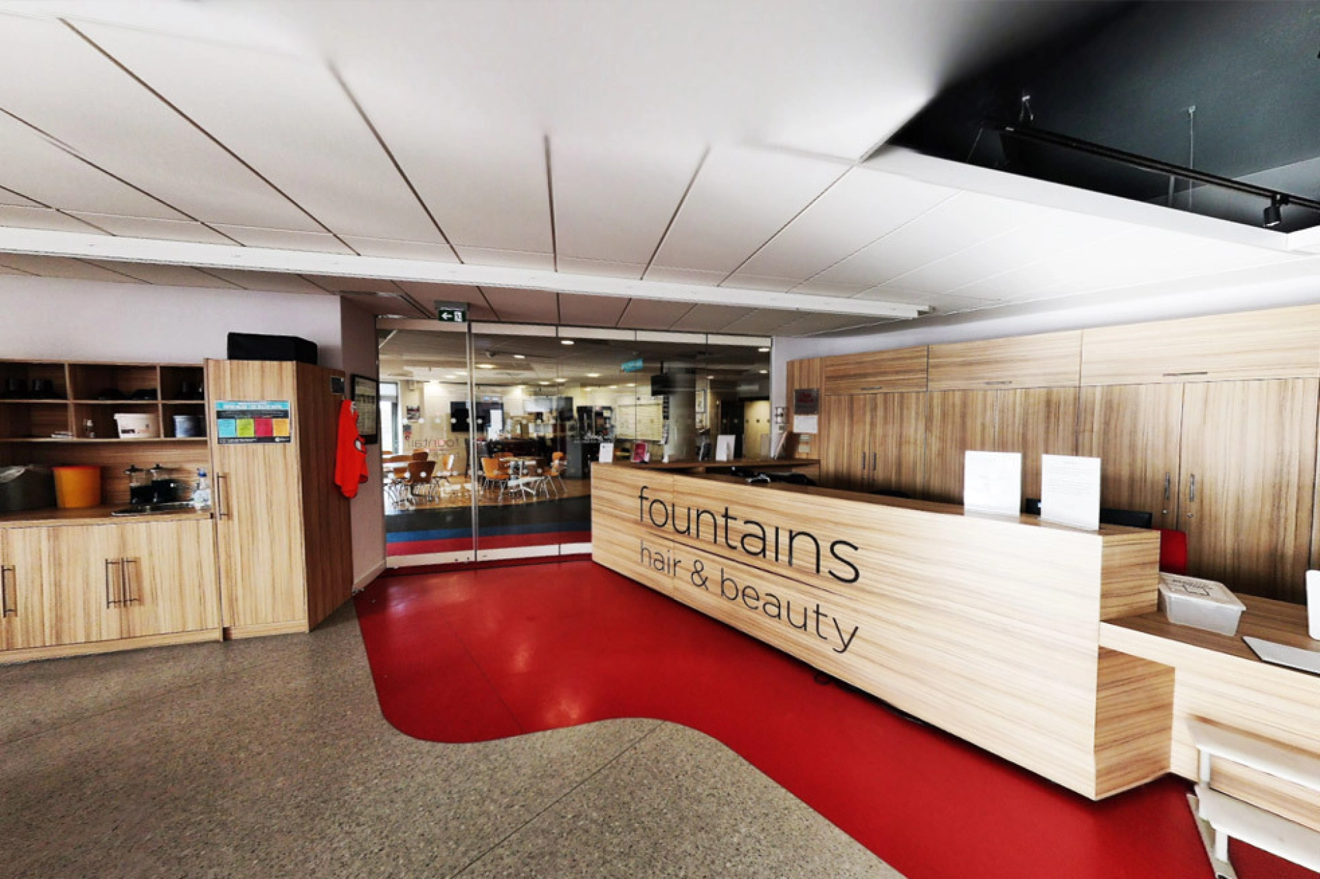 The Colleges Fountains Salon reception area
