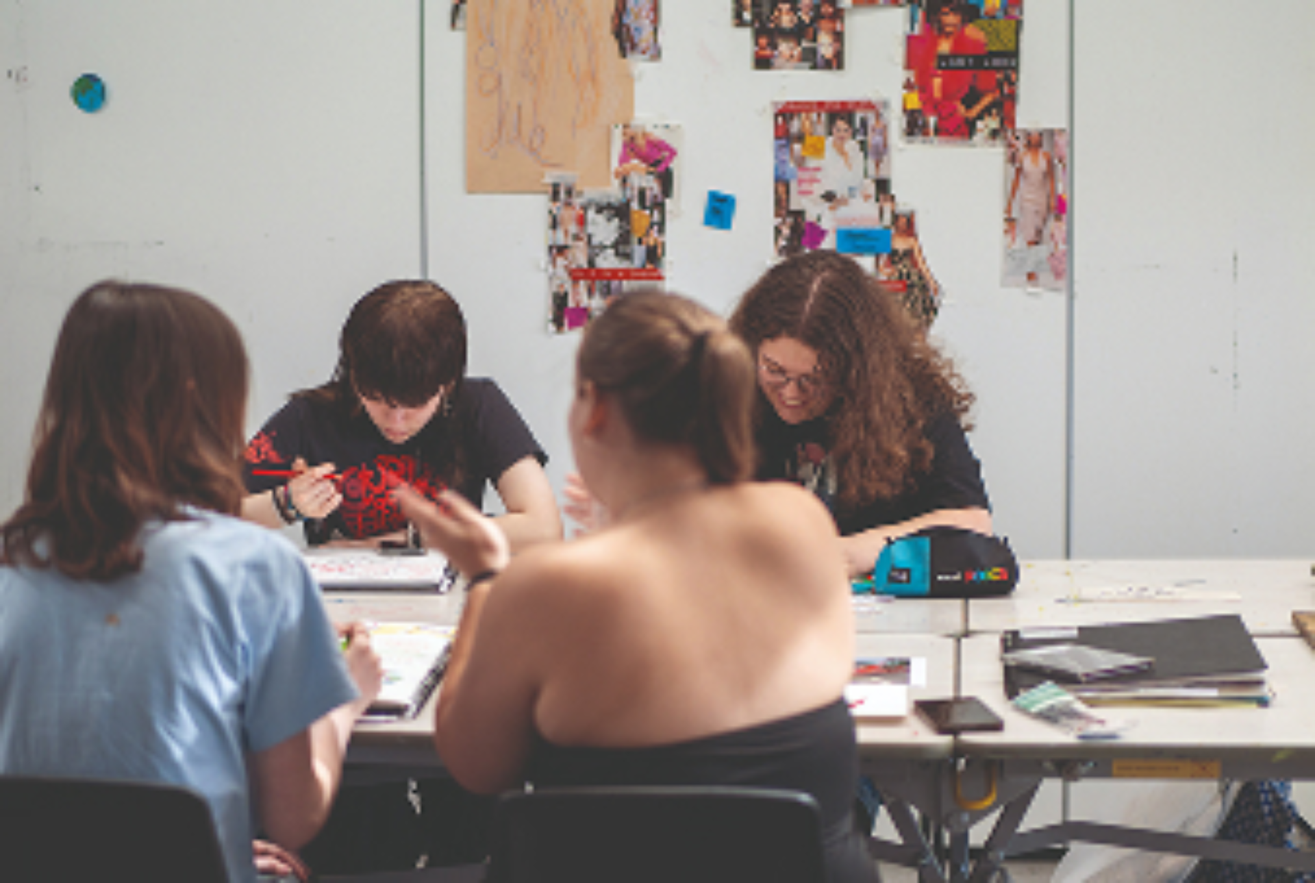 Students in art room