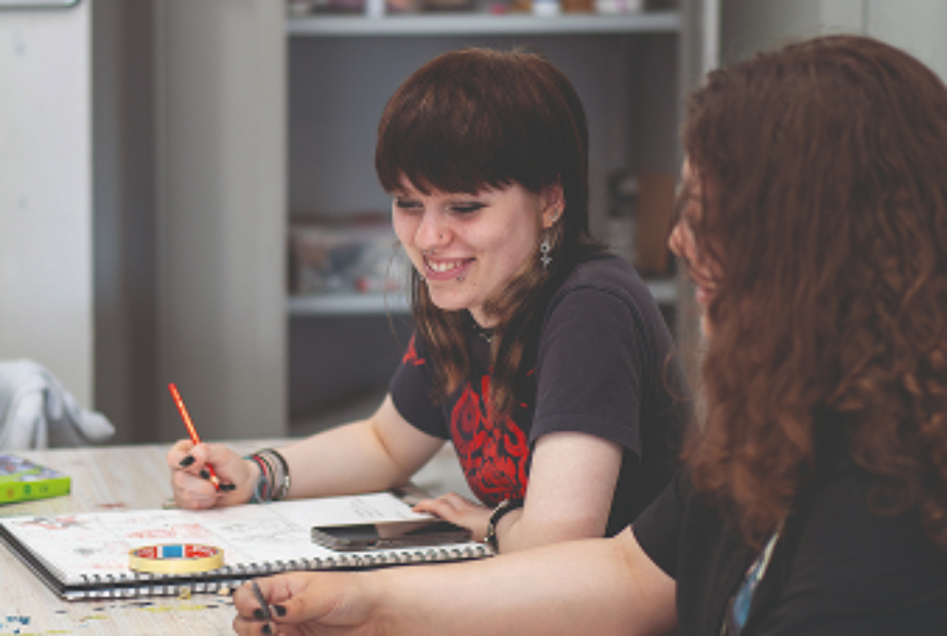 Students sat at desk